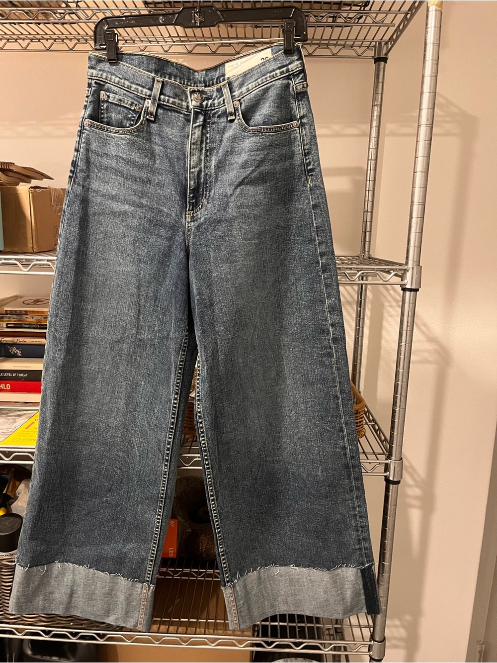 Sofia rag & bone Wide-Leg Cuffed Denim in Medium Blue - Picture 2 of 4